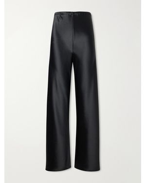 Almala Bias Satin Wide-Leg Trousers - Black