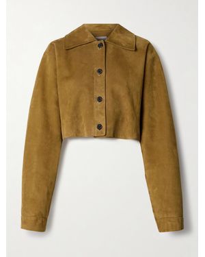 KHAITE Sue Cropped Suede Jacket - Green