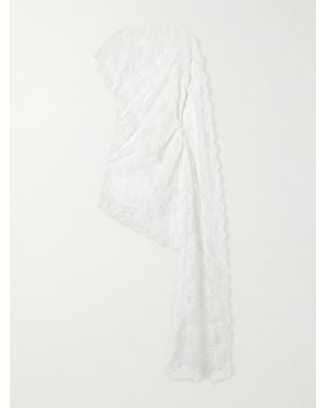 Christopher Esber Floating Backless Draped Lace Mini Dress - White