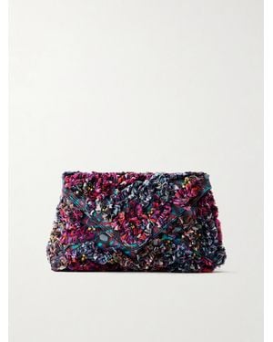Dries Van Noten Bead-Embellished Embroidered Clutch - Blue
