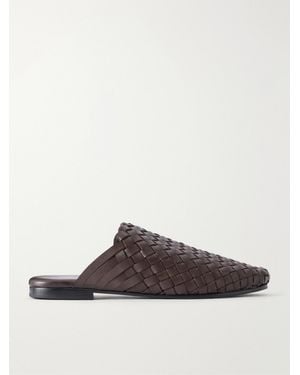 St. Agni Bunto Woven Leather Slip-Ons - Brown