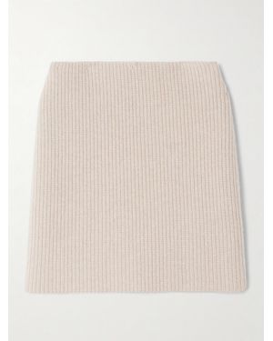 LIBEROWE Ribbed Cashmere Mini Skirt - Natural