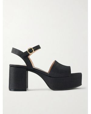 Gianvito Rossi Carol 35 Raffia Platform Sandals - Black