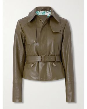 Burberry Lederjacke Mit Gürtel - Grün