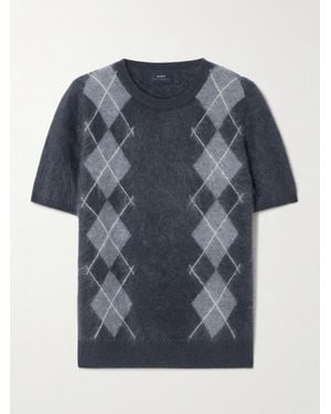 arch4 Abel Pullover Aus Gebürstetem Biokaschmir Mit Argyle-Muster - Blau
