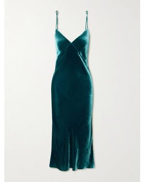 Olivia Von Halle Issa Velvet Midi Dress - Blue