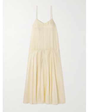 St. Agni Silk-Twill Maxi Dress - Natural