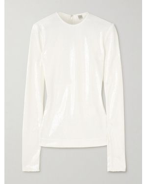 TOTEME Sequined Mesh Top - White