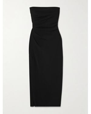 Proenza Schouler Shira Draped Strapless Crepe Midi Dress - Black