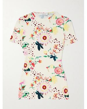 Rabanne T-Shirt Aus Jersey Mit Blumenprint - Grau