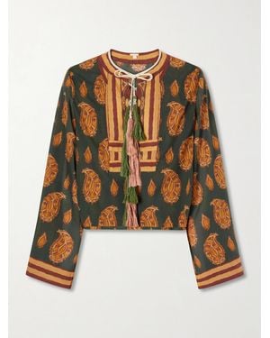 Johanna Ortiz Sun Whisper Printed Cotton Blouse - Green