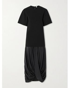 TOTEME Cocoon Draped Voile-Paneled Knitted Midi Dress - Black