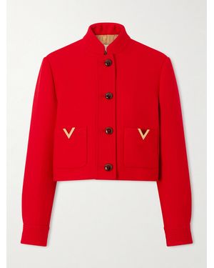 Valentino Garavani Embellished Wool And Silk-Blend Drill Jacket - Red