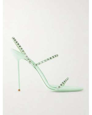 Paris Texas Lidia 105 Crystal-Embellished Crepe Slingback Sandals - Green