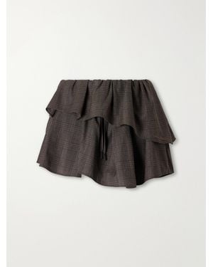 Acne Studios Checked Logo-Embroidered Wool-Blend Mini Skirt - Black