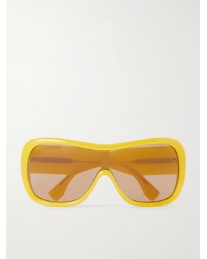 Fendi Screen Shield Aviator-Style Acetate Sunglasses - Yellow