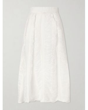 Thierry Colson Wynona Ruched Cotton-Gauze Midi Skirt - White