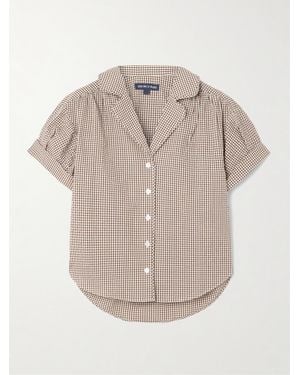 Veronica Beard Ilene Gingham Cotton-Blend Blouse - Natural