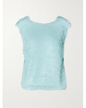 Dries Van Noten Sequined Cotton Top - Blue