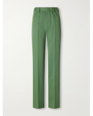 Marni Wool-Gabardine Low-Rise Straight-Leg Trousers - Green