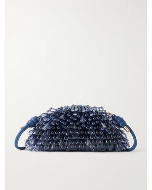 Cult Gaia Jaala Nano Beaded Leather Clutch - Blue