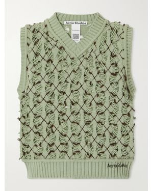 Acne Studios Laddered-Argyle Open-Knit Wool-Blend Vest - Green