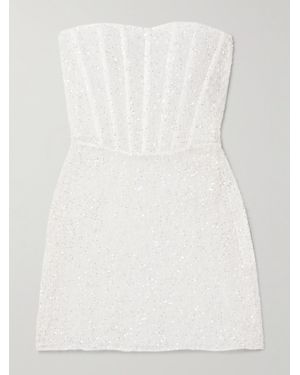 Kiki de Montparnasse Ange Trägerloses Minikleid Aus Spitze Mit Verzierungen - Natur