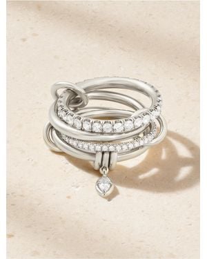 Spinelli Kilcollin Inara Set Of Four Sterling Diamond Rings - Natural