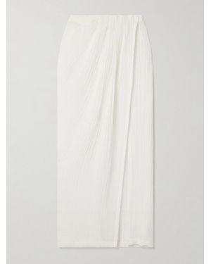 Lisa Marie Fernandez Crinkled Linen-Blend Gauze Maxi Skirt - White