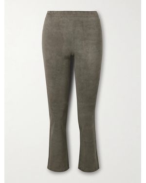 Stouls Jp Twenty Cropped Suede Flared Leggings - Green
