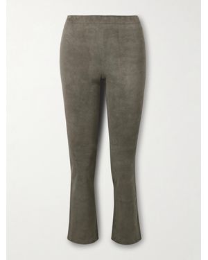 Stouls Jp Twenty Cropped Suede Flared Leggings - Green