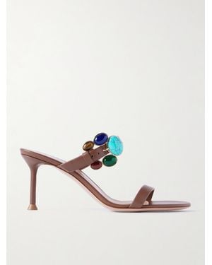Gianvito Rossi 70 Embellished Leather Sandals - Pink