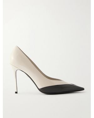 Ferragamo Yasmin 95 Two-Tone Patent-Leather Pumps - White