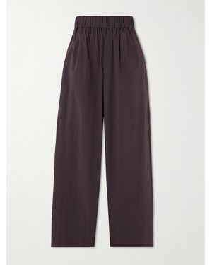St. Agni Crinkled Cotton-Blend Wide-Leg Trousers - Purple