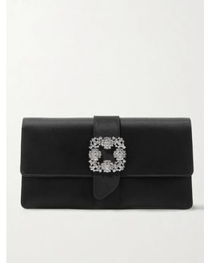 Manolo Blahnik Capri Clutch Aus Satin Mit Kristallen - Schwarz