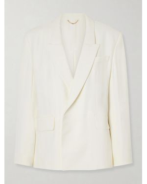 Victoria Beckham Oversized Double-Breasted Crepe Blazer - Natural