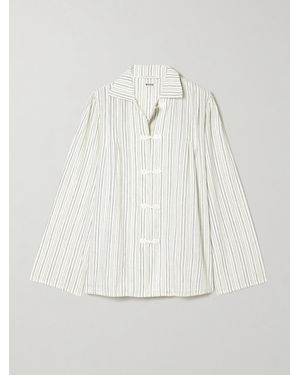 Bode Electric Appliquéd Striped Cotton-Flannel Blouse - White