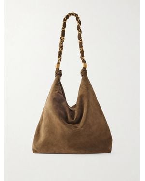 Saint Laurent Amalia Medium Suede Tote - Natural