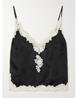 Doen Kira Corded Lace-Trimmed Silk-Satin Camisole - Black