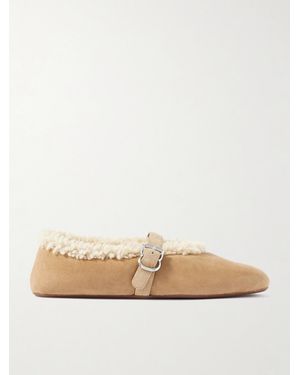 Alaïa Shearling Ballet Flats - Natural