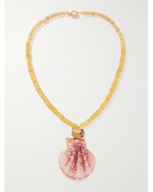Jennifer Behr Roma-Plated, Citrine, Shell And Crystal Necklace - White