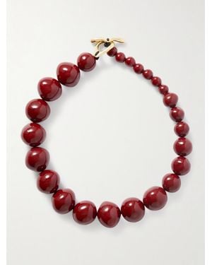 Dinosaur Designs Boulder Beads Resin Necklace - Red