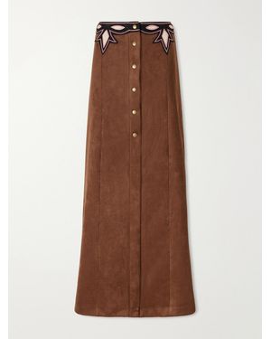Anna Sui Appliquéd Textured Maxi Skirt - Brown
