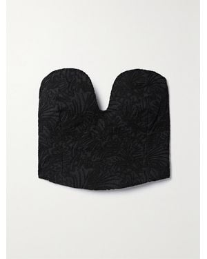 Mara Hoffman Net Sustain Liya Cropped Strapless Embroidered Organic Cotton Bustier Top - Black
