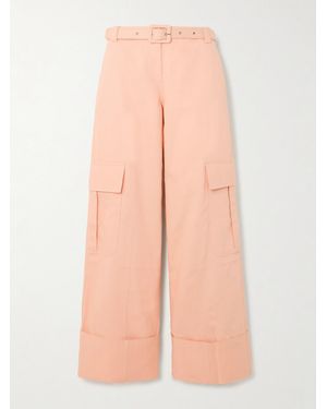 Siedres Leto Belted Cotton-Twill Wide-Leg Cargo Trousers - Pink