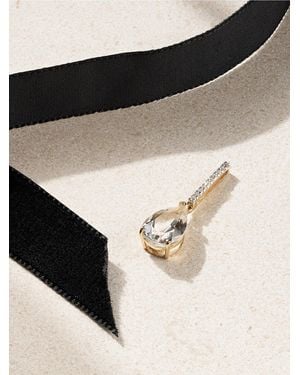 Mateo 14-Karat, Velvet, Topaz And Diamond Choker - Black