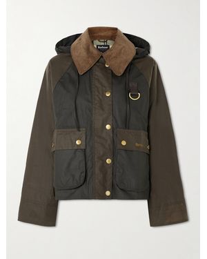 Barbour Reighton Spey Hooded Corduroy-Trimmed Waxed-Cotton Jacket - Black