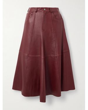 Haikure Serenity Panelled Leather Midi Skirt - Red