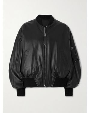 The Attico Leather Bomber Jacket - Black
