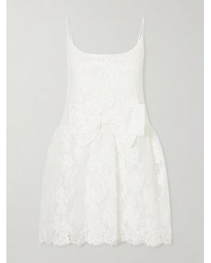 ShuShu/Tong Bow-Detailed Lace Mini Dress - White